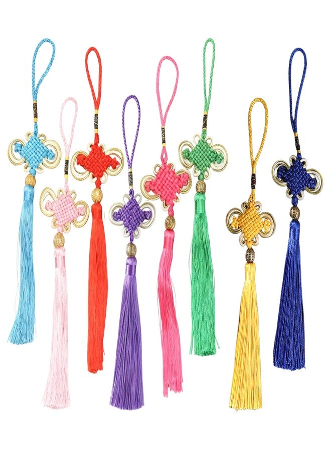 KGCGJVB 8Pcs Chinese Knot Silk Tassels Ornaments Handmade Tassel Chinese Decoration with Soft Tassel for Home Decor Car and Hanging Decorations Elegant Silk Tasselchinese Style Tassle Ornaments - Image 1